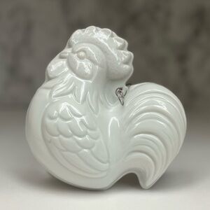 Vintage White Ceramic Rooster Mold Wall Hanging Plaque,Rooster Kitchen Decor,